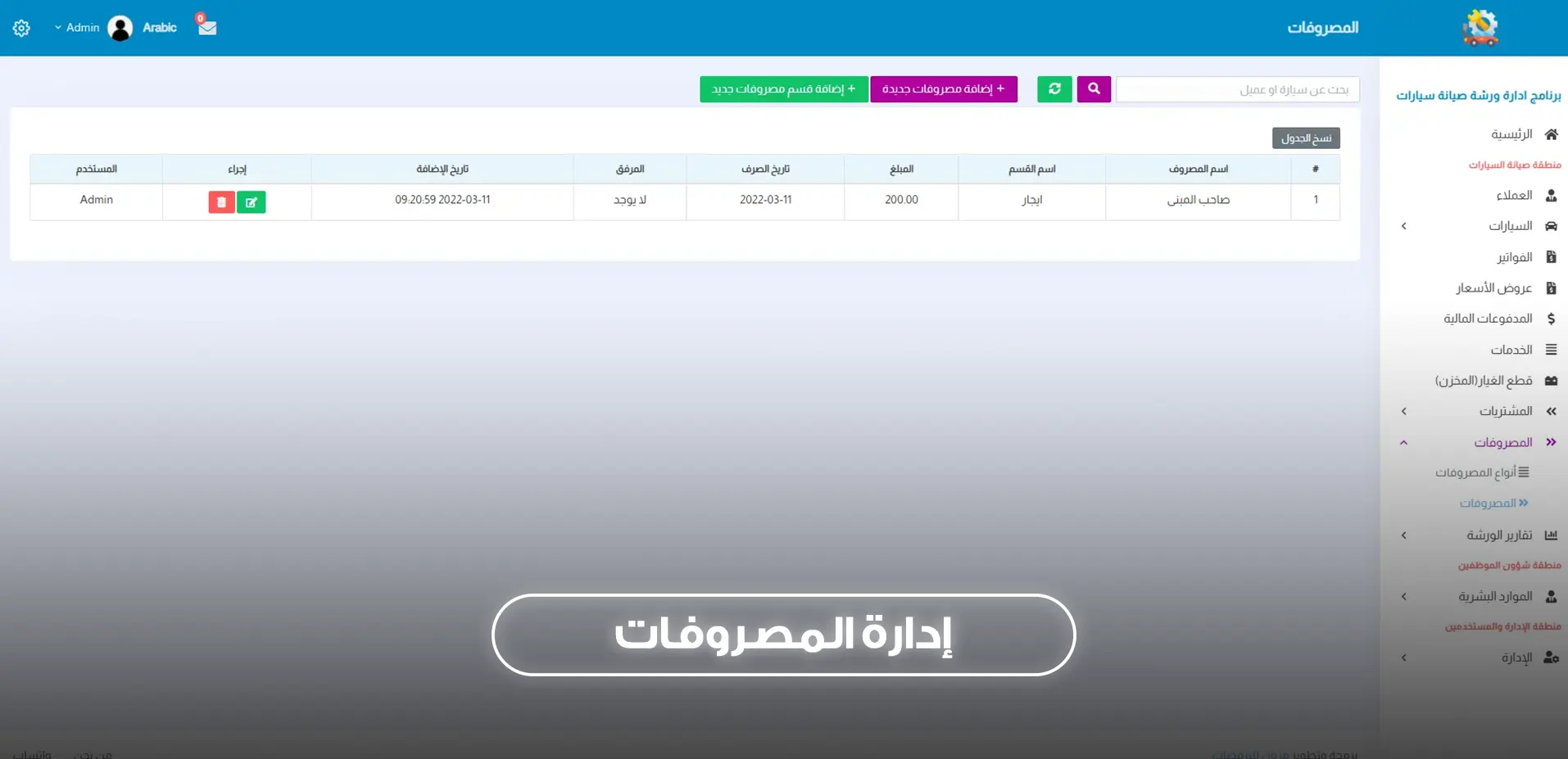 ادارة المصروفات